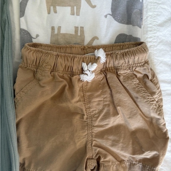 Lot of 3 Baby Outfit Set with Green Romper and Elephant Print - Picture 5 of 7